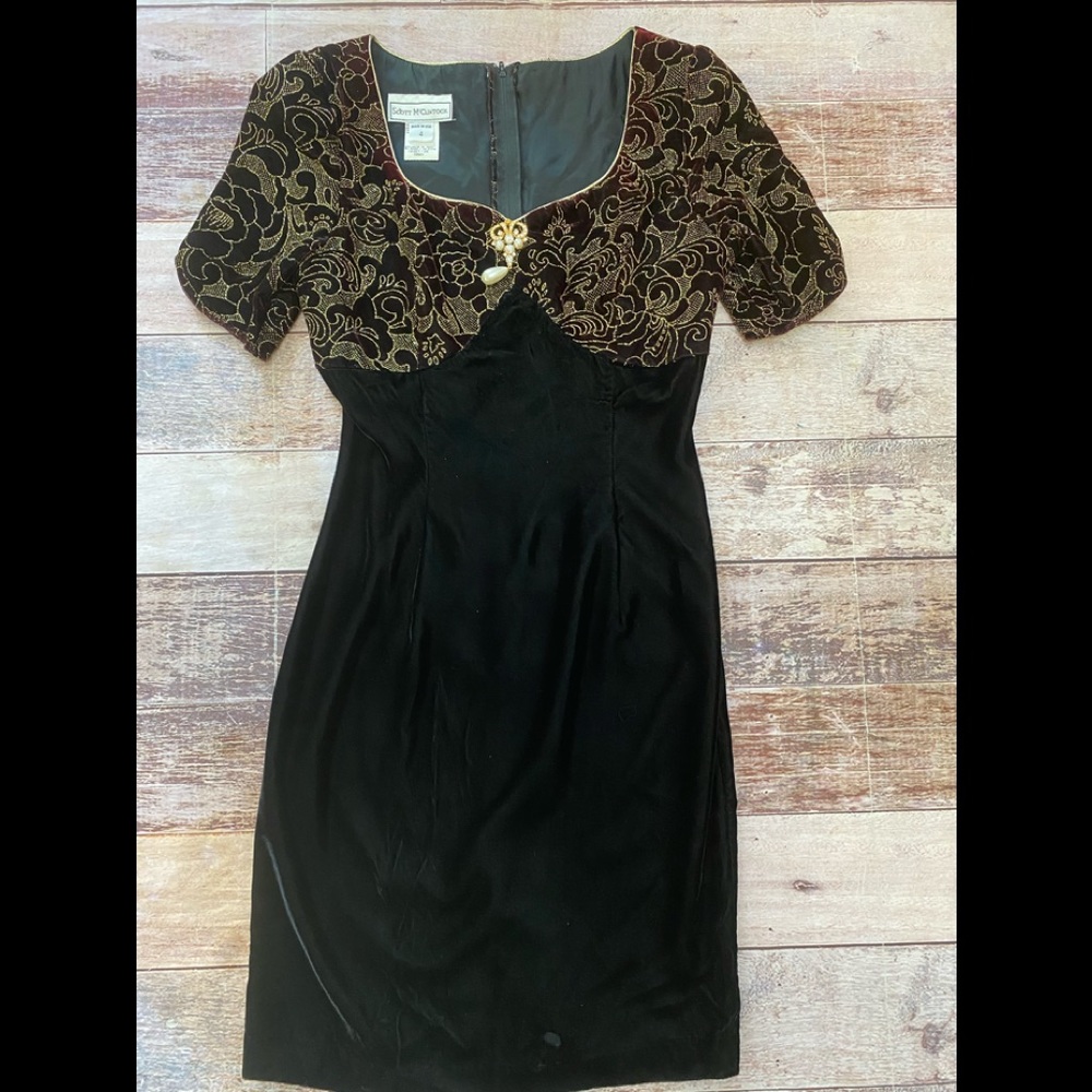 Scott McClintock 80's Velvet Embellished‎ Mini Dress size 4 vintage